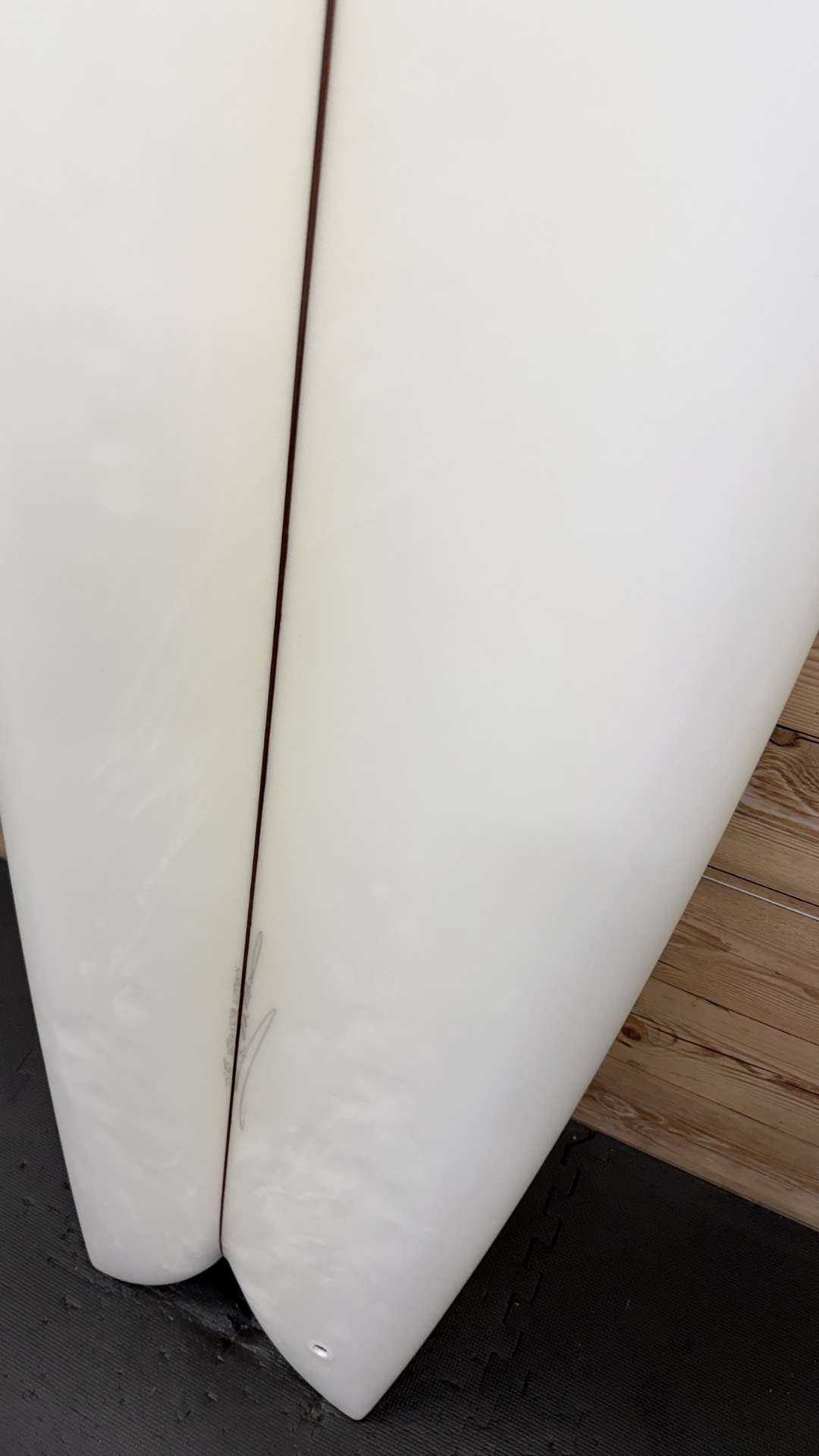 サーフィン・ボディボード Christenson TWIN Keel 5.12 Honeycomb RTM Futures Christenson Keel Fiberglass Twin Fin Set-Brown/White