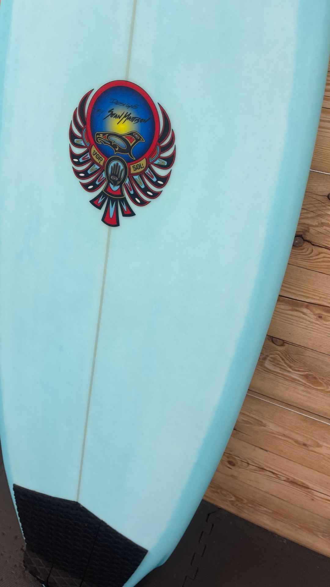 【千葉発】ＶＯＮ ＳＯＬ ファンボード グリーン/グレー 5フィン USED VON SOL SURFBOARDS FOR SALE | Mega Twin 5'8